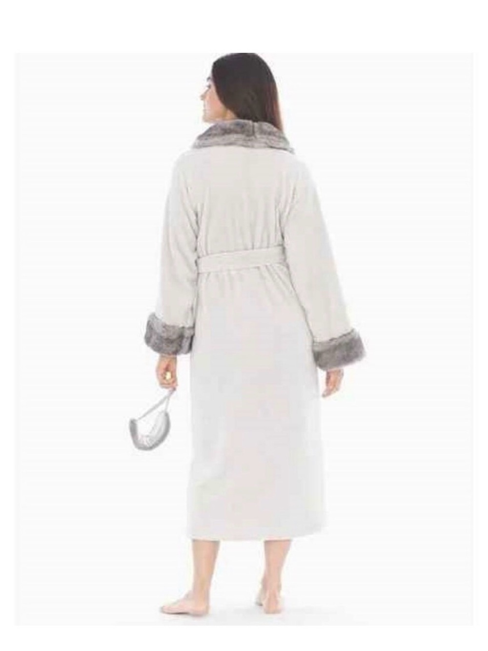 Luxe Faux Fur Plush Full Length Wrap Robe Size L/XL